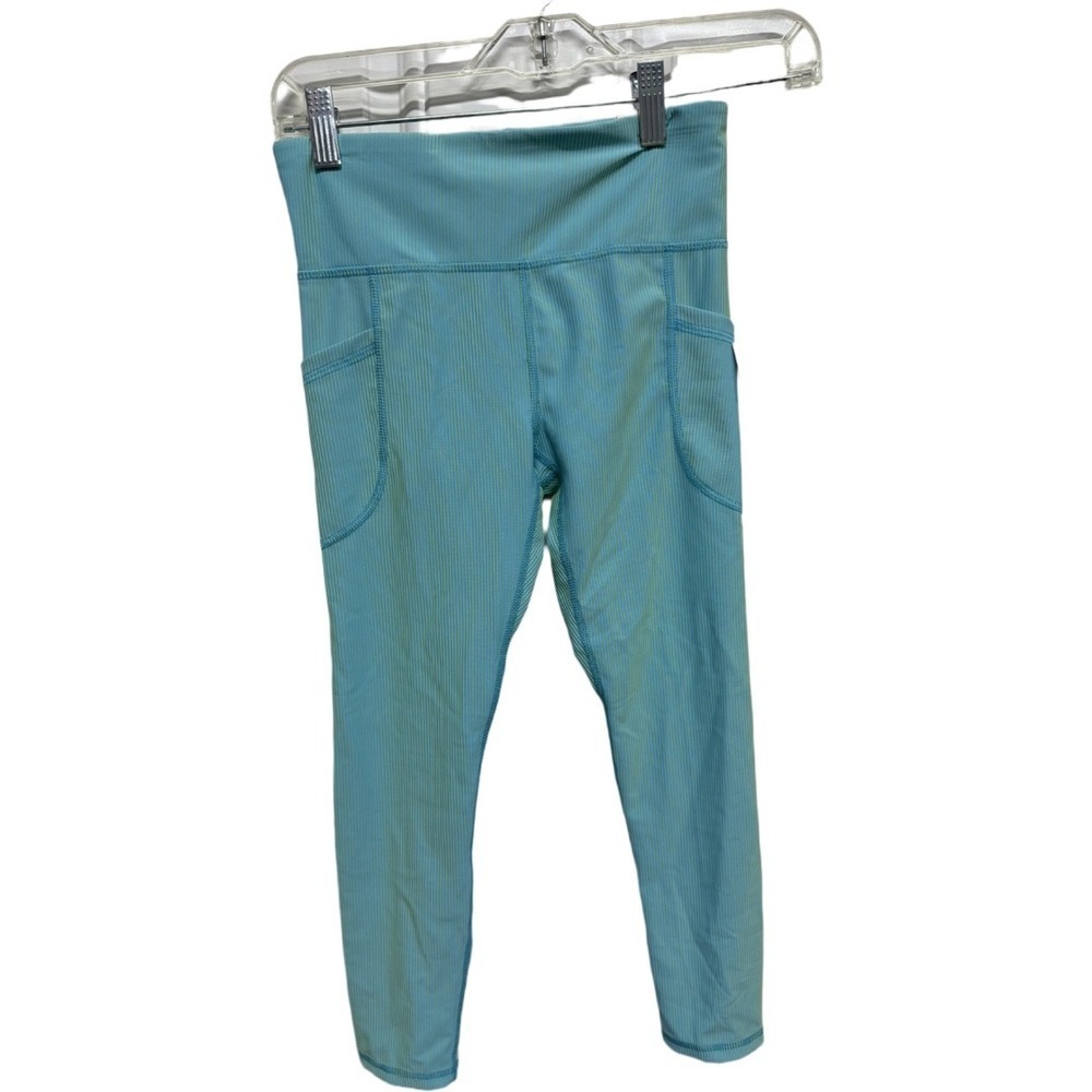 Old Navy Powersoft Leggings Girls Size M 8 Go-Dry Ribbed Blue Athletic Pants NWT